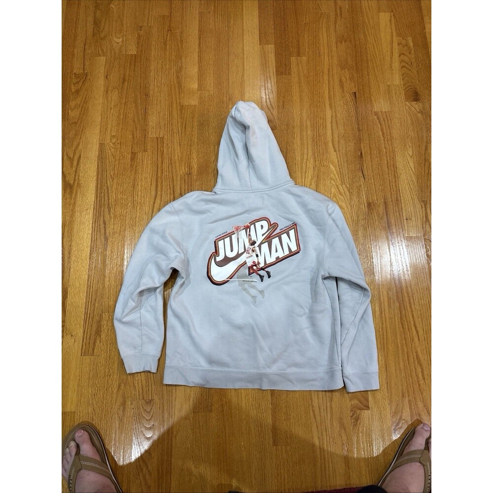 Jordan Jump Man Full Zip Fleece Lined Hoodie Sweatshirt Grey Size Large